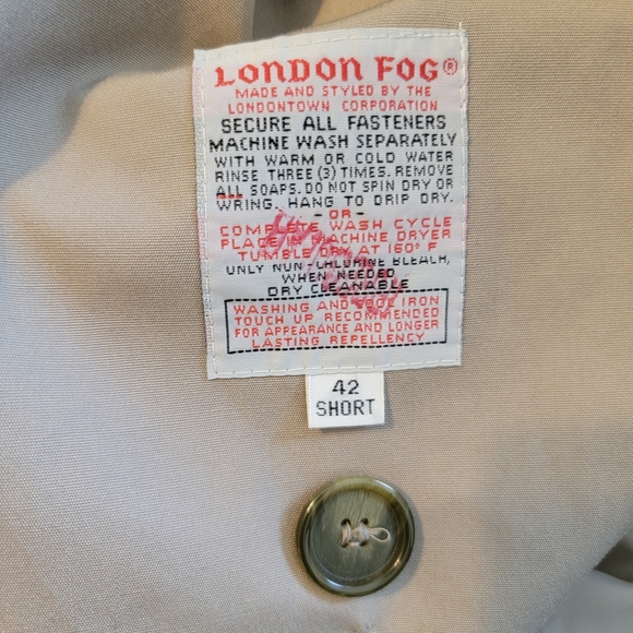 London Fog VTG Classic Men's Tan Trench Coat Sz 42 Short - Picture 7 of 7